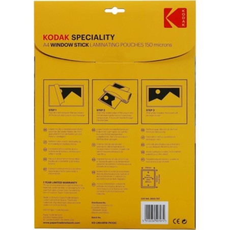 KODAK Window Stick KD-LMA4RW-PK10C Pochettes de plastification A4, 150 Microns, Lot de 10