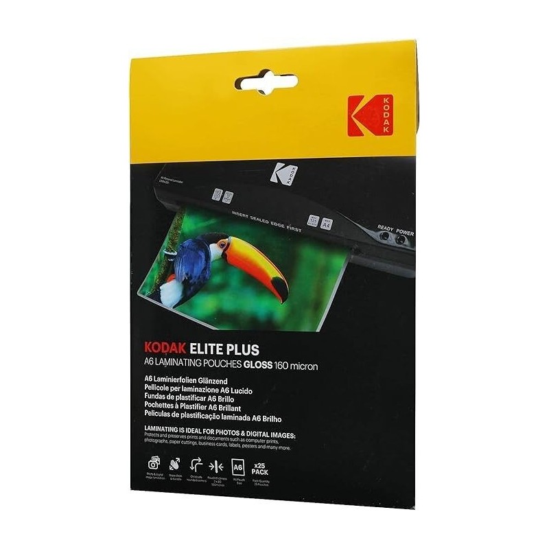 KODAK KD-LMA6-PK25A Pochettes de plastification A6, 125 microns, Lot de 25