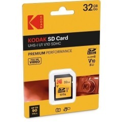 Kodak - Carte SD 32 Go UHS-I U1 V10 SDHC/XC - Carte Mémoire - Vitesse de Lecture 85MB/s Max - Vitesse d'Écriture 25MB/s Max -