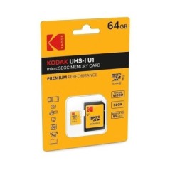 Kodak - Carte Micro SD 64 Go UHS-I U1 V10 A1 microSDHC/XC - Carte Mémoire Micro SD - Vitesse de Lecture 85MB/s Max - Vitesse