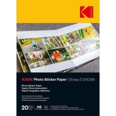 KODAK Photo Sticker Paper - Pack de 10 feuilles de papier photo autocollant - Format 21 x 29.7 cm (A4) - Finition brillante -