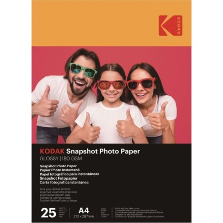 KODAK Papiers Photo Instantanés Pack de 25 feuilles de papier photo Format 21 x 29.7 cm (A4) Finition brillante 180 g