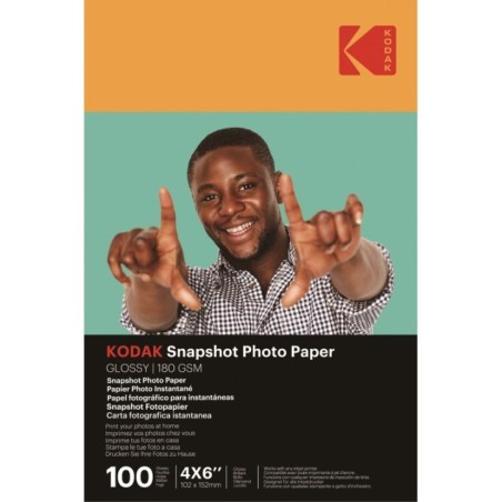 KODAK Papiers Photo Instantanés Pack de 100 feuilles de papier photo Format 102x152mm) Finition brillante 180 gsm C