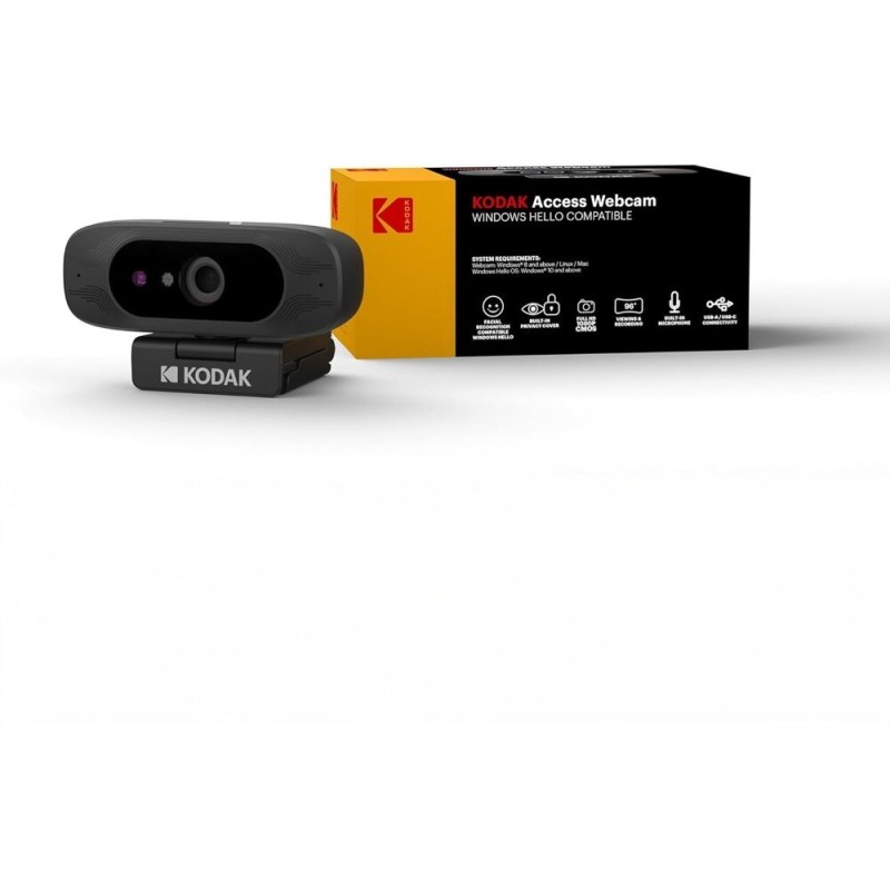 KODAK Webcam Access | Caméra de vidéoconférence HD Professionnelle 1080p | Reconnaissance faciale Compatible avec Windows Hel