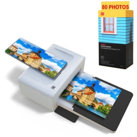 KODAK Pack Imprimante PD460 + Cartouche et Papier pour 80 Photos Photo Bluetooth & Docking Format Carte Postale 10x15 c