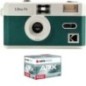 KODAK Pack F9 Argentique + Pellicule 100 ASA Appareil Photo Rechargeable 35mm Vert, Objectif Grand Angle Fixe, Viseur Optiq