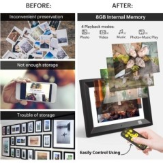 KODAK Cadre Photo Numérique 10 Pouces avec Télécommande, Bois Cadre Numérique Photo No WiFi, 8Go Mémoire, Électronique Cadre