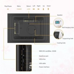 KODAK Cadre Photo Numérique 10 Pouces avec Télécommande, Bois Cadre Numérique Photo No WiFi, 8Go Mémoire, Électronique Cadre