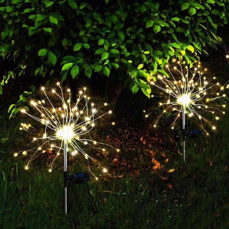 Lot de 2 balises solaires LED FIREWORKS SPIKE H97cm