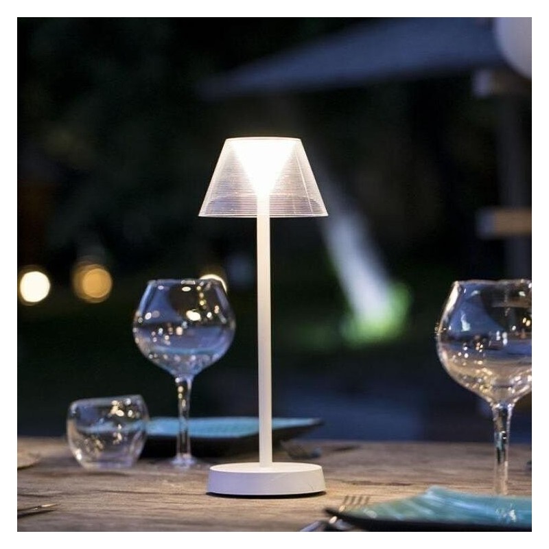 Lampe de table sans fil LED BEVERLY WHITE H34cm