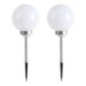 Lot de 2 boules solaires lumineuses à piquer balisage d'allée LED blanc MOONY ∅20 cm