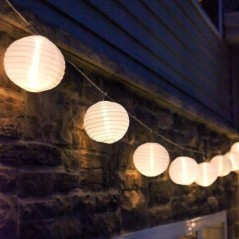 Guirlande lumineuse solaire 10 lampions lanternes chinoises LED blanc LYZY 4m