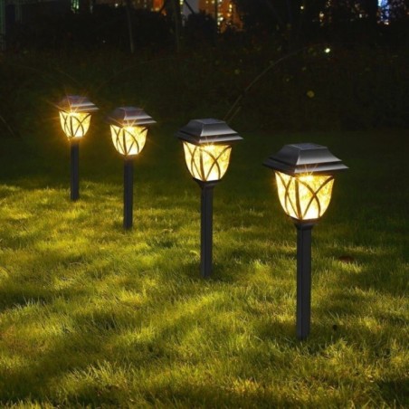 8 torches solaires jardin à plante WACO H44cm