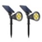 Lot de 2 spots solaires projecteurs 2 en 1 à piquer ou à fixer LED blanc chaud SPIKY WARM H42cm