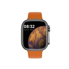 Montre Amoled SW071C Boitier rectangulaire noir en alliage de métal utilisé dans l'aviation Bracelet en silicone orange