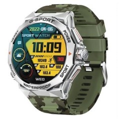 Montre Amoled SW075B Boitier octogonal noir ultra résistant aux chocs et à la poussière Bracelet en silicone camouflage kaki