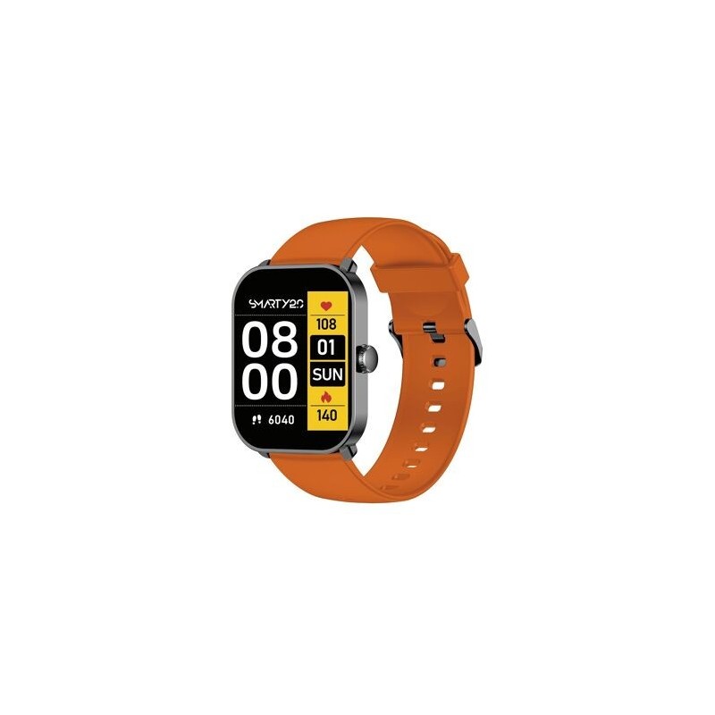 Montre Super Amoled SW070B Boitier rectangulaire en métal gun Bracelet en silicone orange