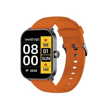 Montre Super Amoled SW070B Boitier rectangulaire en métal gun Bracelet en silicone orange