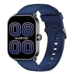 Montre SMARTY mixte Super Amoled SW070C Boitier rectangulaire en métal gun Bracelet en silicone bleu