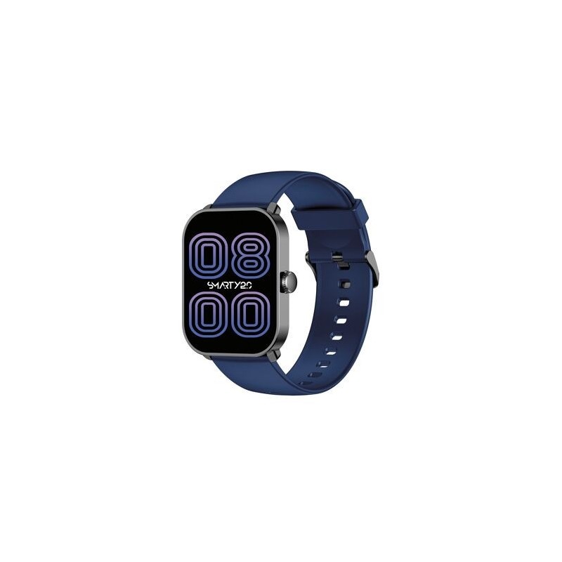 Montre SMARTY mixte Super Amoled SW070C Boitier rectangulaire en métal gun Bracelet en silicone bleu