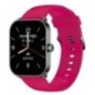 Montre Super Amoled SW070D Boitier rectangulaire en métal gun Bracelet en silicone magenta