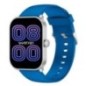 Montre Super Amoled SW070E Boitier rectangulaire en métal argenté Bracelet en silicone bleu