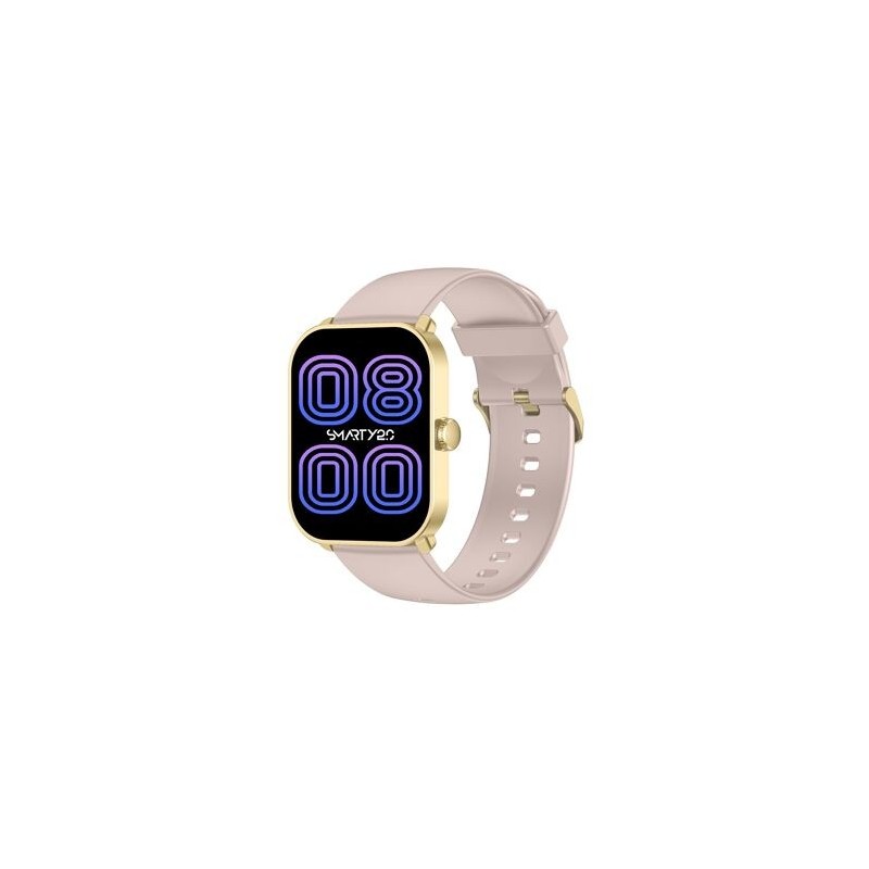 Montre Super Amoled SW070F Boitier rectangulaire en métal doré Bracelet en silicone rose pale