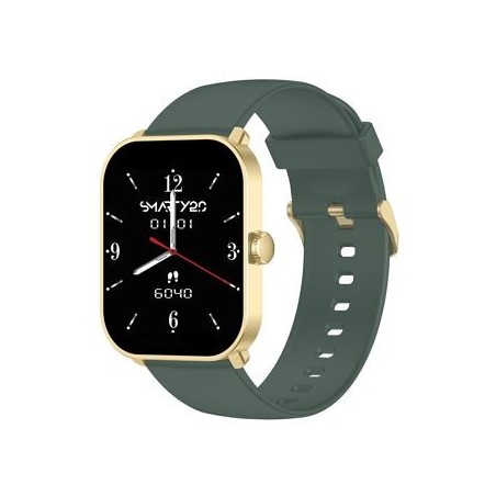 Montre Super Amoled SW070G Boitier rectangulaire en métal doré Bracelet en silicone kaki