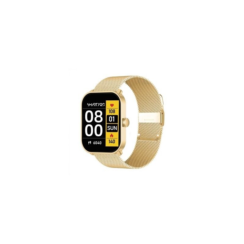 Montre Super Amoled SW070L- Boitier rectangulaire en métal doré Bracelet en mailles milanaises doré