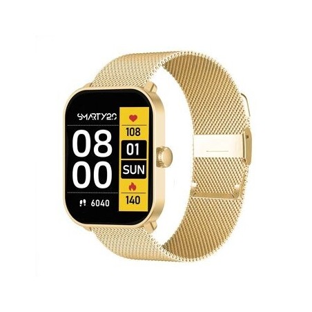 Montre Super Amoled SW070L- Boitier rectangulaire en métal doré Bracelet en mailles milanaises doré