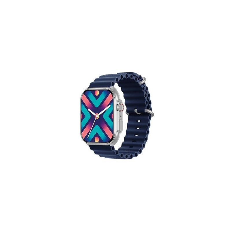 Montre SMARTY mixte Boost SW068B02 Boitier rectangulaire en métal argenté Bracelet en silicone spécial bleu