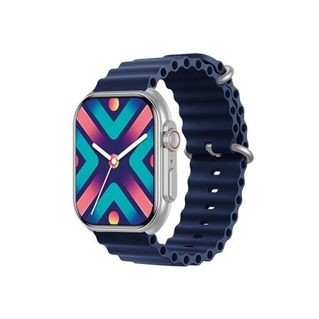 Montre SMARTY mixte Boost SW068B02 Boitier rectangulaire en métal argenté Bracelet en silicone spécial bleu