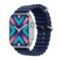 Montre SMARTY mixte Boost SW068B02 Boitier rectangulaire en métal argenté Bracelet en silicone spécial bleu