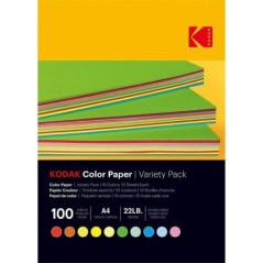 KODAK Color Paper - Pack de 100 feuilles de papier coloré - Format 21 x 29.7 cm (A4) - 10 couleurs disponibles (10 feuilles p